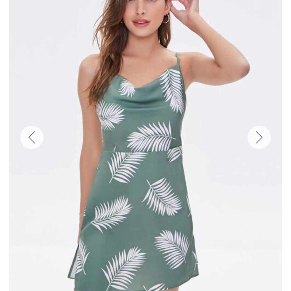 Olive and cream tropical summer dress